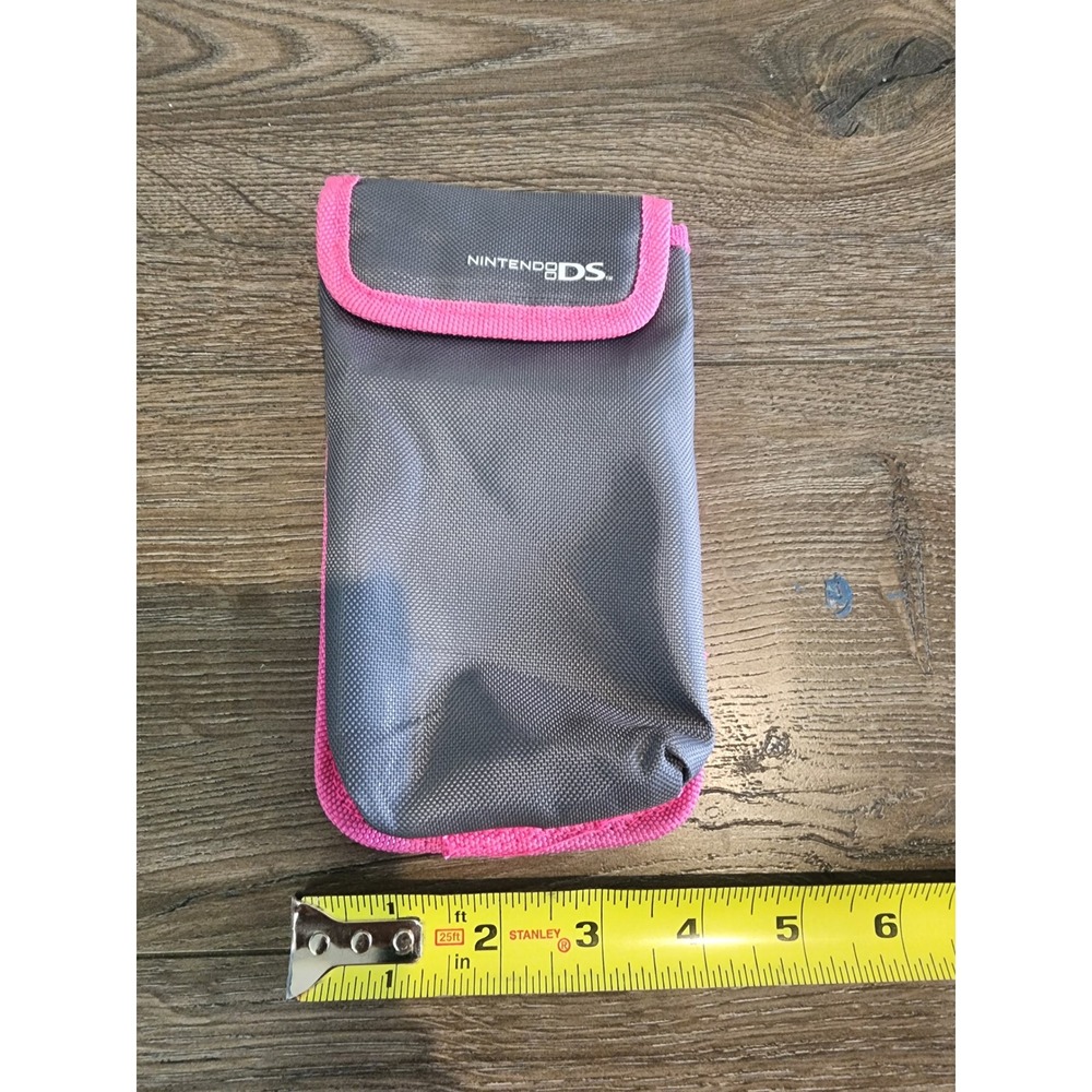 Nintendo DS Carrying Case Gray Pink Nylon Sleeve Pouch Travel Bag Logo Accessory - Picture 2 of 3